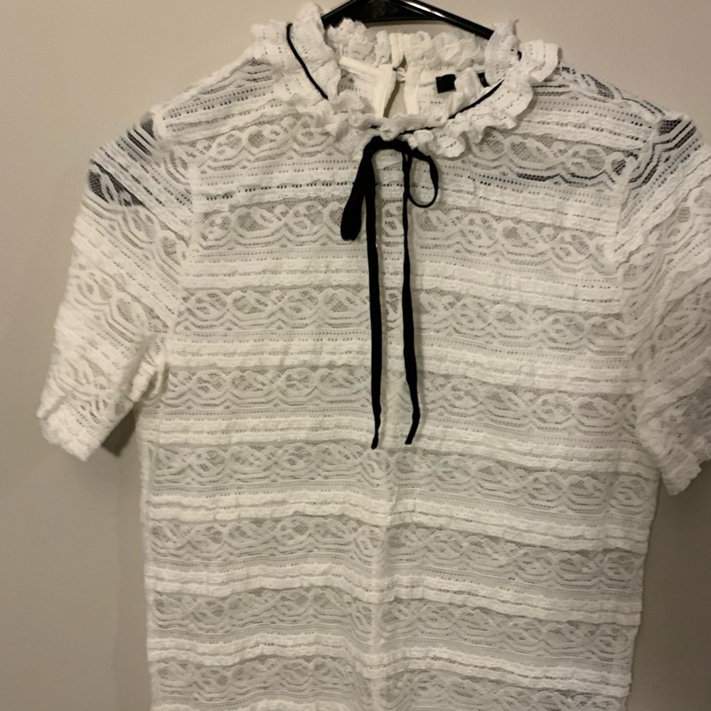 White Lace Short Sleeve Top